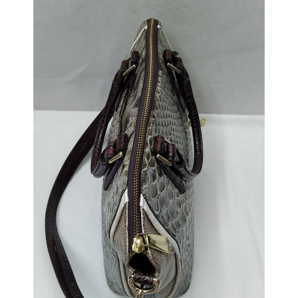 Brahmin Duxbury Stone Carlisle Python Embossed Satchel Bag - Picture 8 of 16